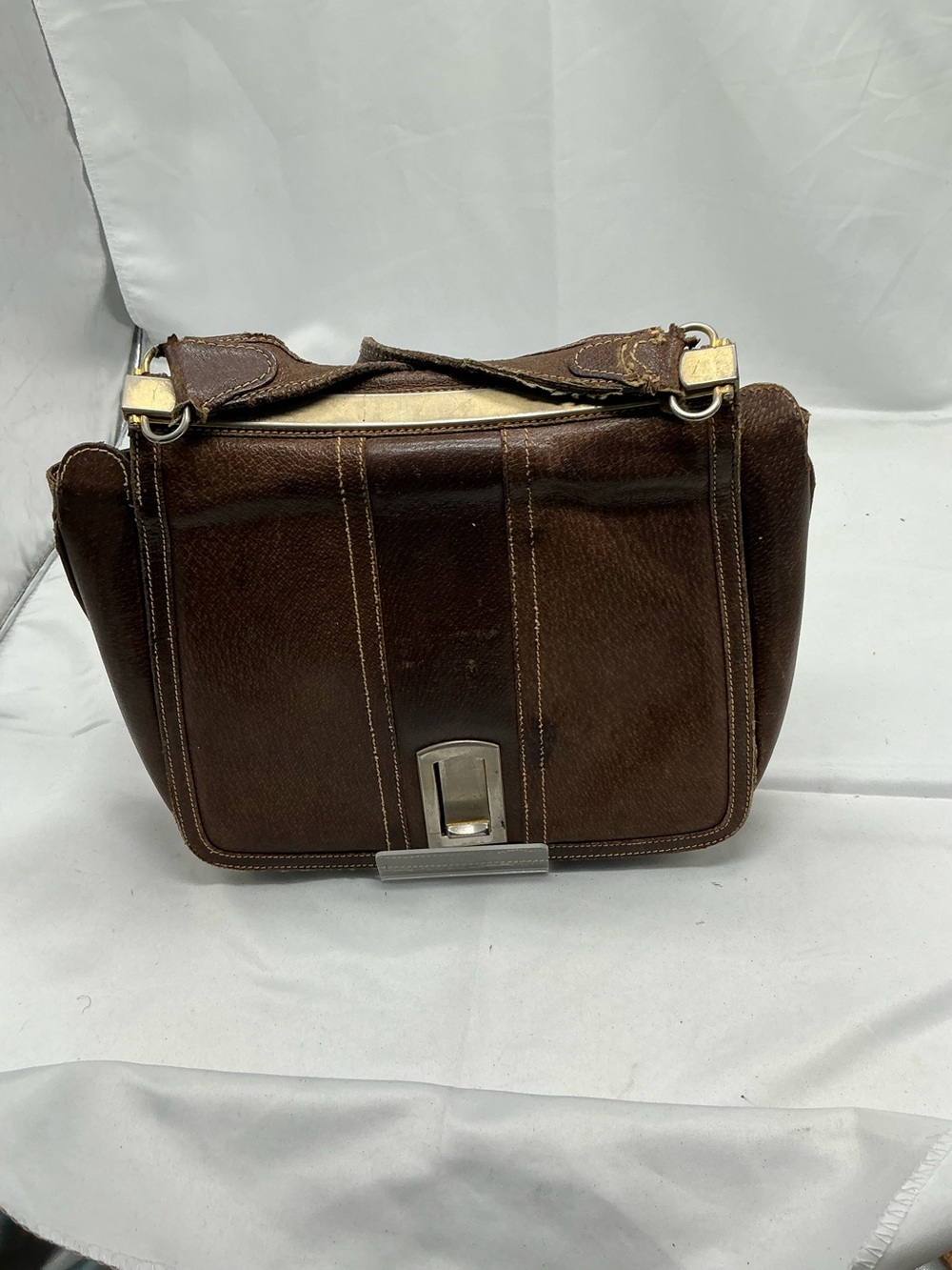 Gucci Vintage Canvas & Brown Leather Shoulder Tote Bag - Imperfect Bag 👀 - Picture 10 of 15